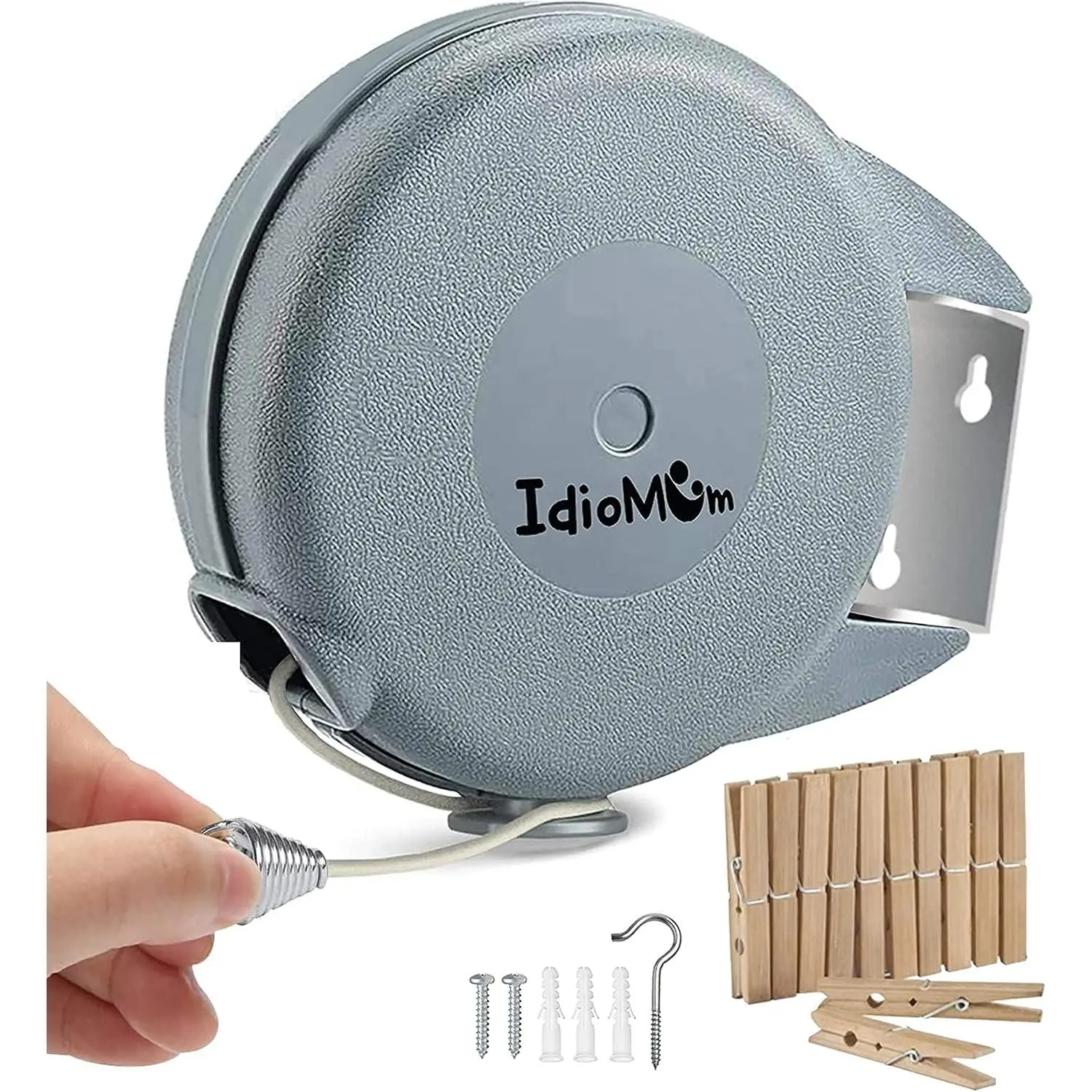 Retractable Clothesline Indoor Outdoor Heavy Duty 40 Feet - PVC Clothes Line Retracting - Clothesline with Wall Mount - Retractable Laundry Line for Drying Clothes with 12 ClothesPins