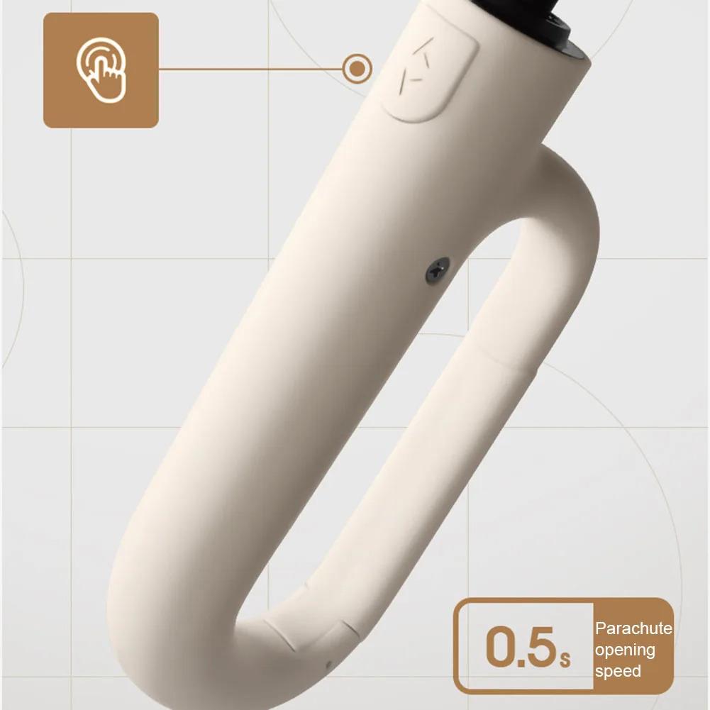 Large Folding Umbrella Automatic Open Close with Loop Handle for Rainy Days Outdoor Waterproof Steel Vinyl Unisex Green Compact Windproof