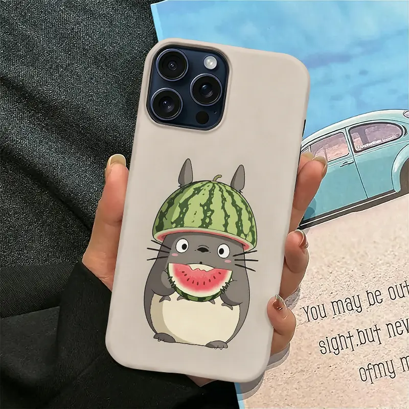 Cute My Neighbor Totoro Totoro Eating Watermelon 3-in-1 Phone Case For iPhone 17Air 16Pro Max 15 14 13 12 11Pro Plus Samsung Galaxy S21 S22 S23 S24 S25 S26 Plus Ultra FE tough shockproof anti-drop designer fashion stylish gift