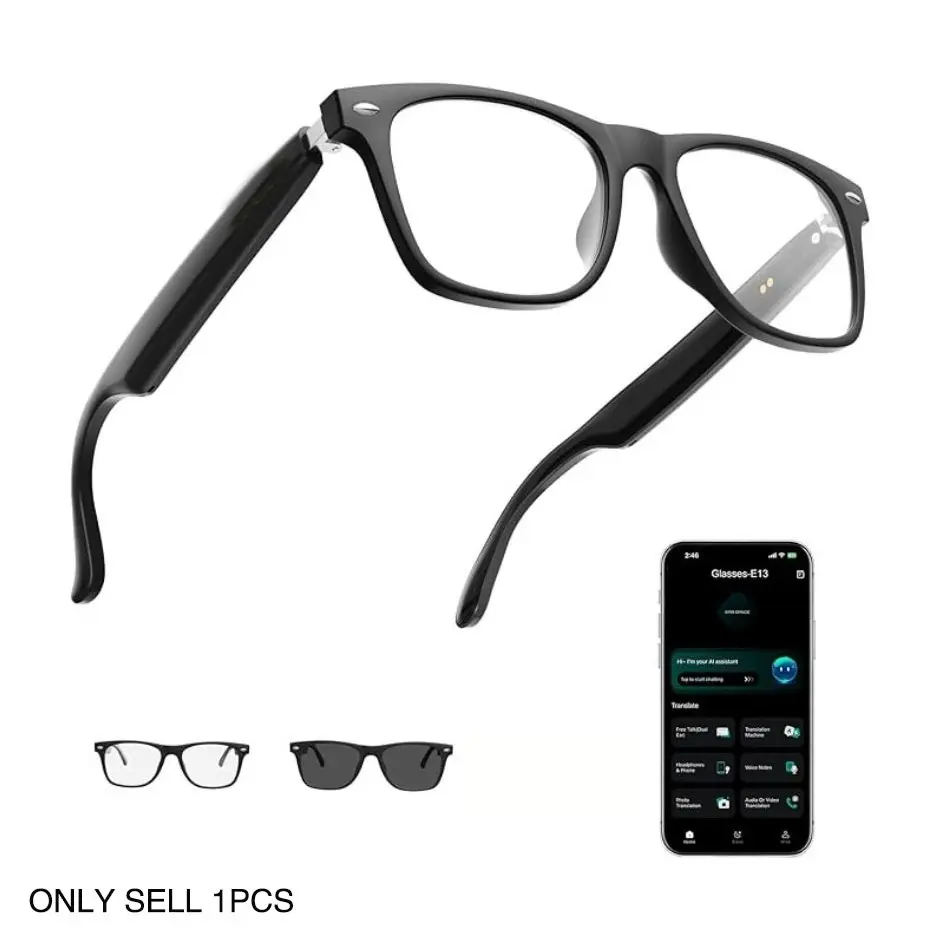 Ai Smart Glasses Band with 168 Languages Translation, Bluetooth-compatible Earphones, Open Audio, Music, Hands-Free Calls, Voice Control, UV & Blue Light Protection