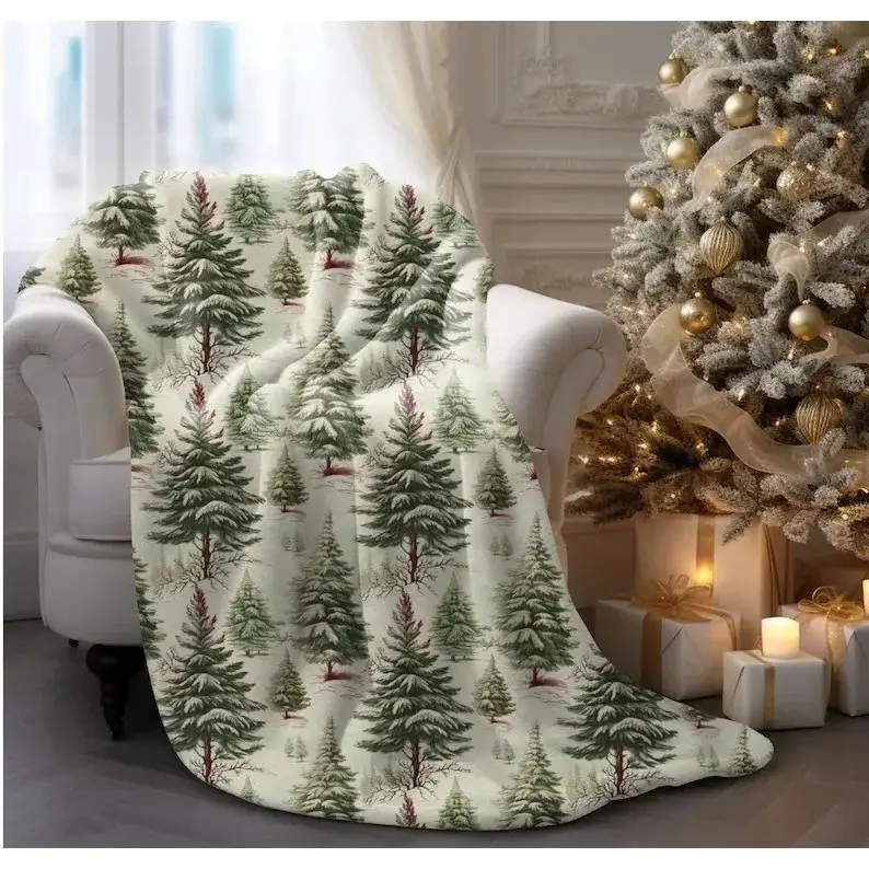 Christmas Tree Blanket Rustic Christmas Tree Throw Winter Home Decor Vintage Christmas Holiday Farmhouse Tree Decoration