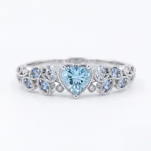 Heart of Ocean Ring, Engagement Ring Wedding Promise Ring with Elegant Design and Sparkling CZ