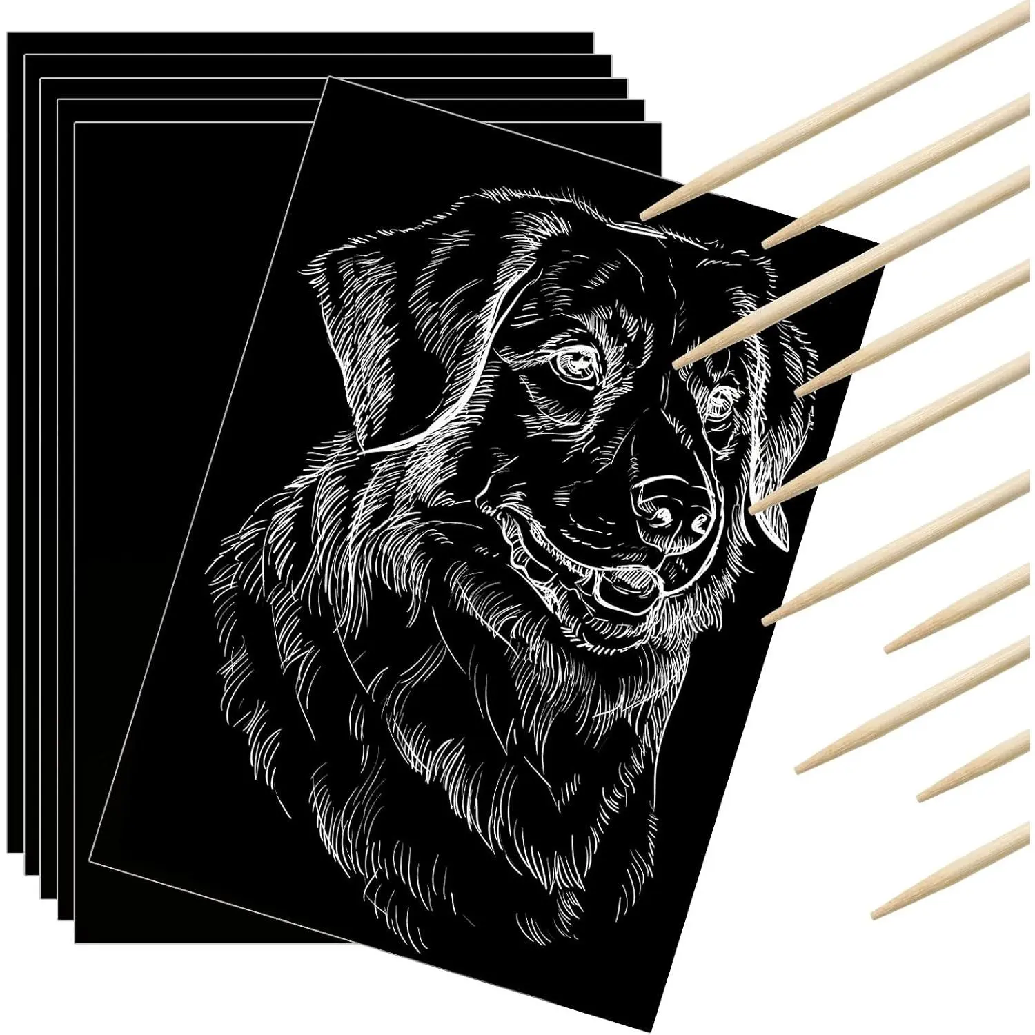 60 Pieces Scratch Paper Craft Art Set Adults Scratchboard Kits 7.2 x 5 Inch Black Scratch Off Paper Scratchboard Pad Art Supplies with Wooden Stylus for DIY Birthday Party Gift Suppliesfidget toys