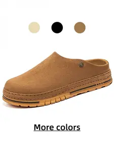 Versatile Suede Mule Slippers for Young Men, Retro Texture, Anti-slip Outsole, Great for Shopping, Walking & Daily Wear