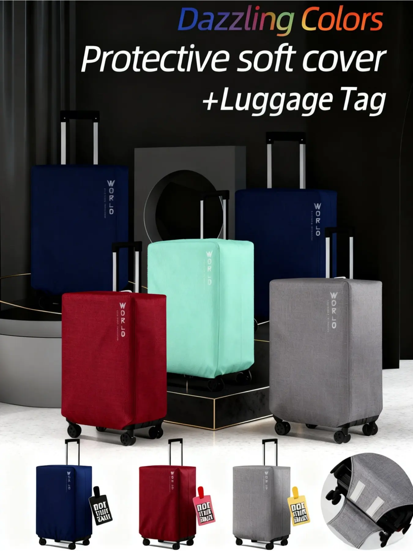 Portable Luggage Protector Case, Advanced Luggage Cover with ID Tag, Fits 20-30 Inch Suitcases, Durable Non-Woven Material, Anti-Scratch, Dustproof, Stain Resistant