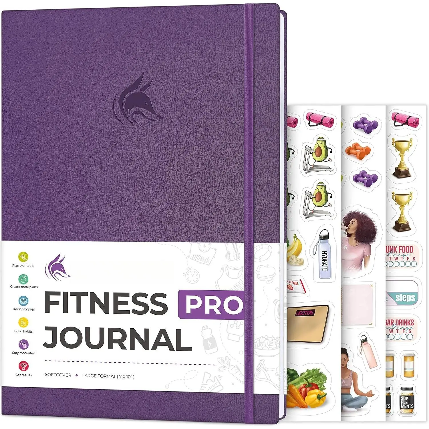 Fitness Journal PRO – Daily Workout Planner with Meal Planner & Habit  – Gym Exercise Log Book for Women & Men – Fitness Planner Notebook – Lasts 6 Months, 7x10” -