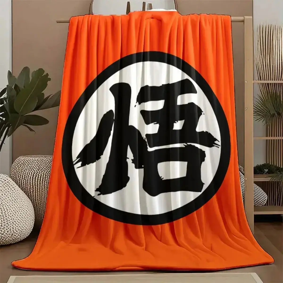 Goku Anime Flannel Blanket, Fighter Character Graphic Throw, Super Soft Cozy Throw, Plush Sofa Bed Blanket, Anime Room Decor Gift for Fans & Collectors
