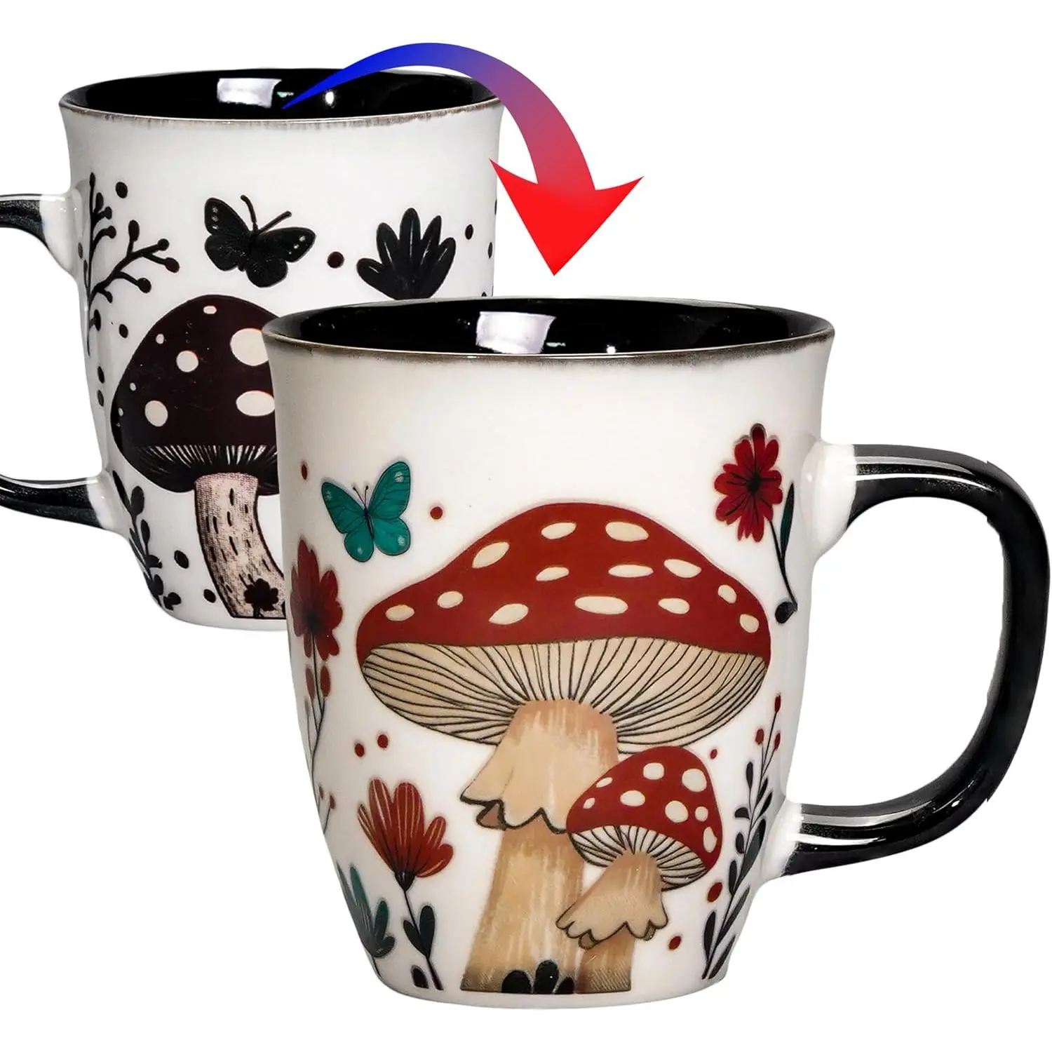 Mushroom Coffee Mug - Heat Changing  Mugs for Women Men, 16oz Ceramic Color Changing Cup, Gifts for  Day Christmas