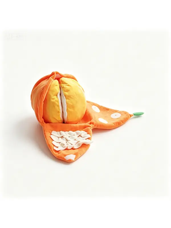 Nocciola 5-in-1 Tangerine Peel Dog Enrichment Set for Medium Dogs - Interactive Tug, Hide-and-Seek Puzzle, 4 Squeak Items, Snuffle Mat, IQ Training,  Chirping Flapping Bird, Fabric, Active Movement, Ease Boredom
