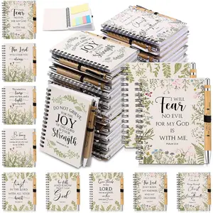 60 Sets Christian Notebooks  Bulk Prayer Journal Religious  Verse Spiral Notepad with Sticky Note Pen Church Gifts for Women Men  Study Group (White)