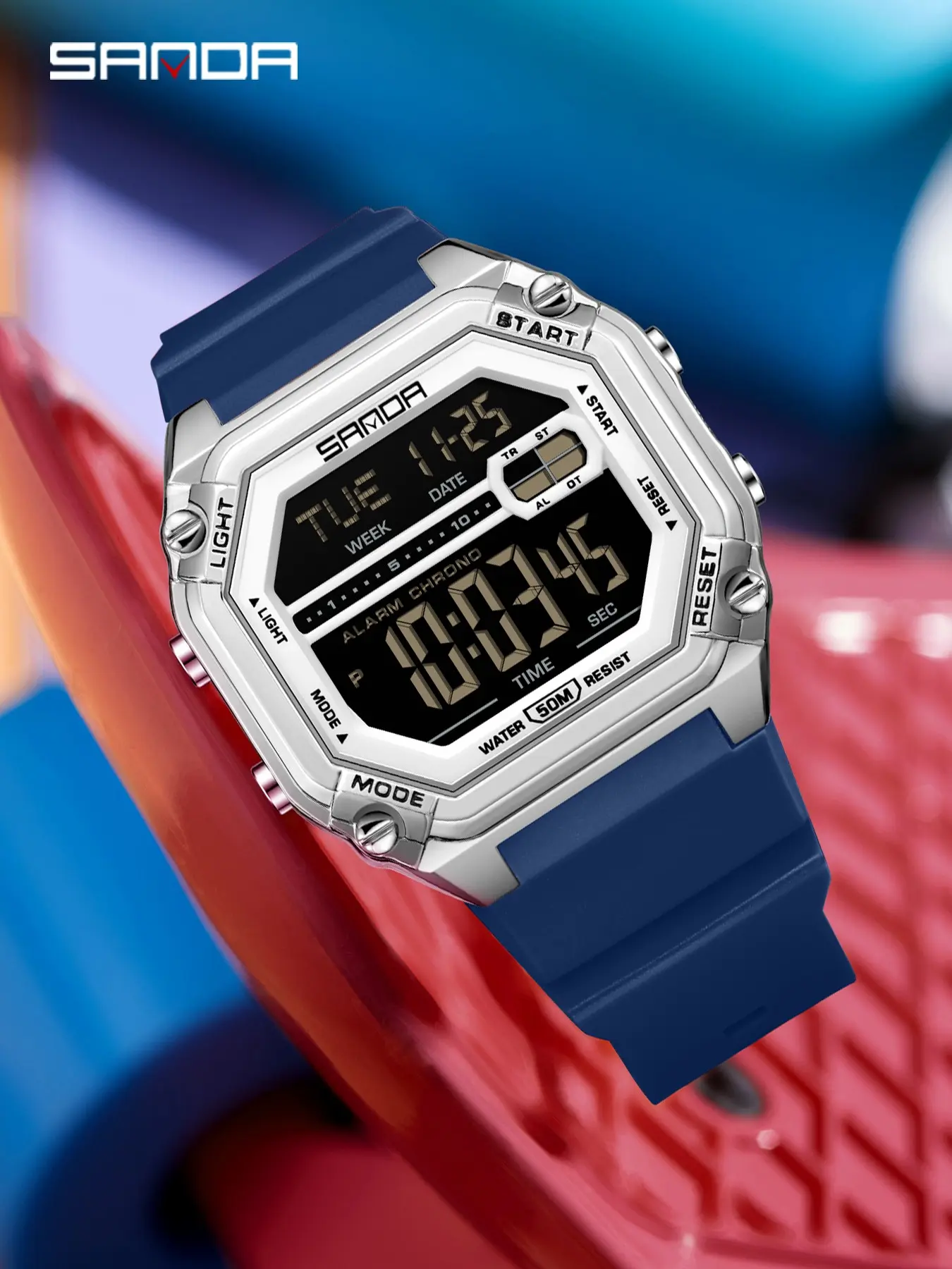Sanda Multifunctional Digital Watch, Alloy Case, Waterproof, Luminous, Stopwatch, Alarm, Hourly Chime, Perfect Birthday Gift