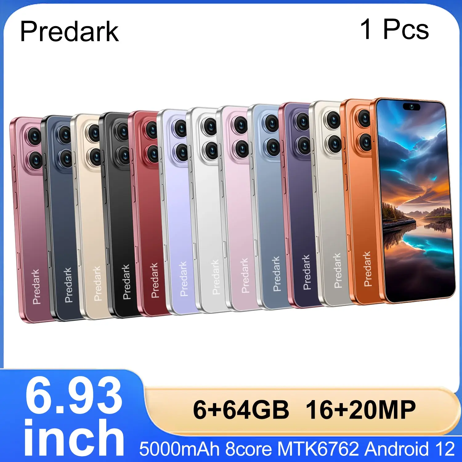 Predark I25 Ultra Smartphone, 6.93-Inch Large Screen, 5000mah Battery, 6+64GB Memory, Dual Camera, Octa-Core Processor, Android 12, 4g Dual Sim