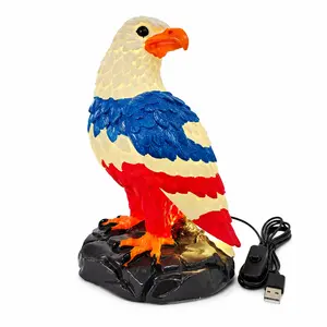 Patriotic Eagle Lamp, USB Powered Bald Eagle Desk Ambiance Light, Warm LED Glow, Blue Eagle Decor, 17cm, Ideal for Home Office Party Decor