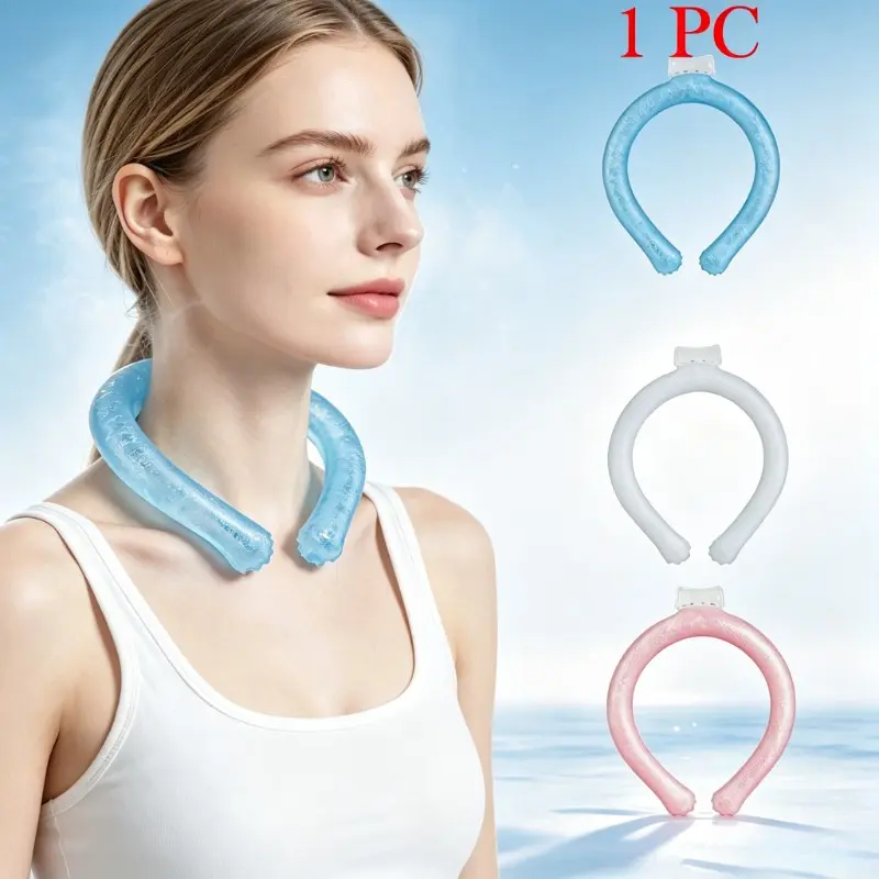 Cooling Neck Ice Ring, Reusable Freezable Cold Neck Tube, Comfortable Summer Heat Relief Neck Wrap for Running Cycling Beach Outdoor Use, Neck Ice Pack