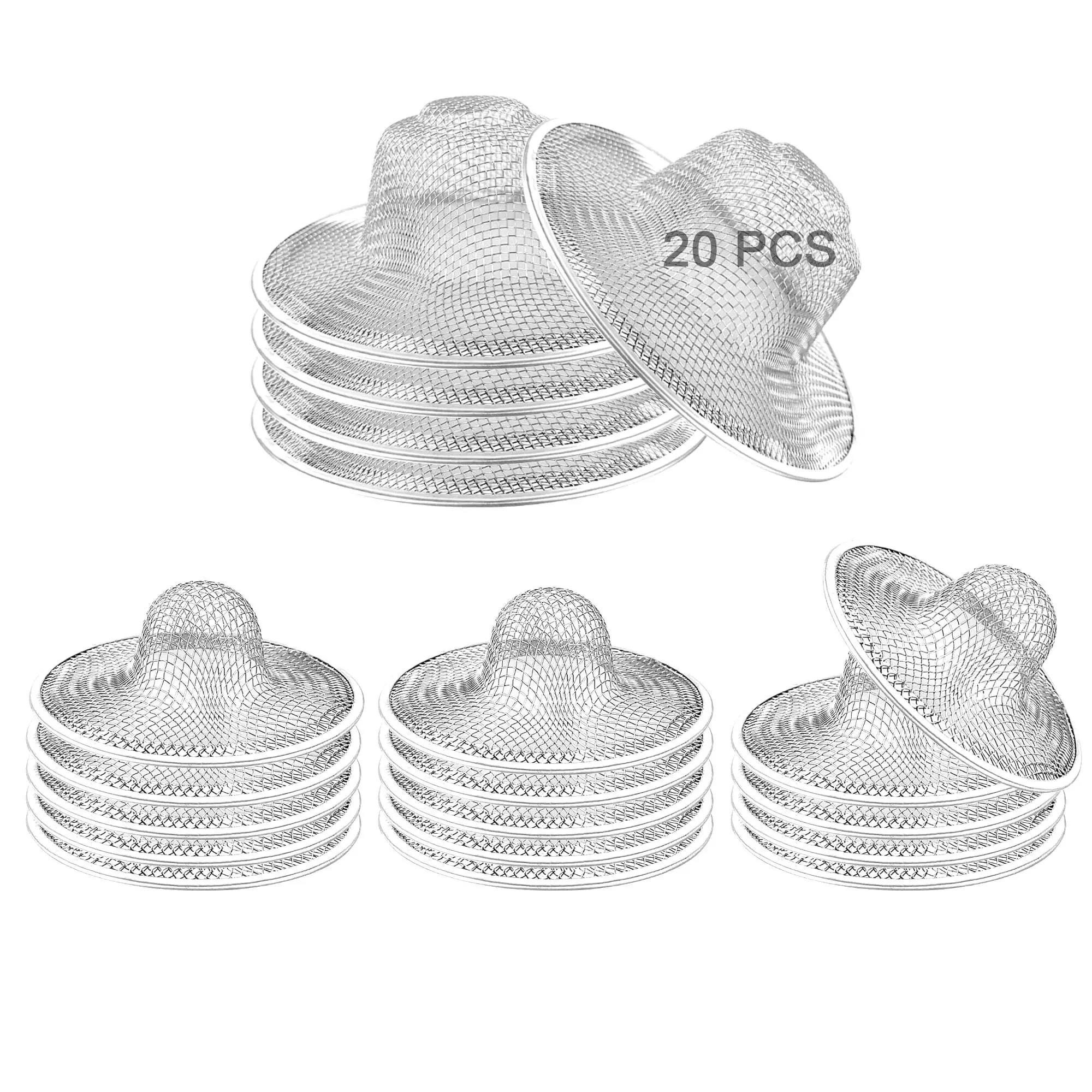 20pcs Stainless Steel Slop Basket Filter Trap, 2.75" & 4.41" Multiple Sizes Drain Strainer Mesh, Bathroom Sink Screen, Kitchen Laundry Drain Cover