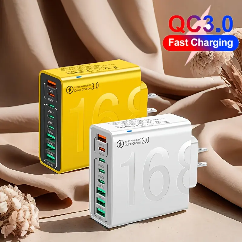 [8-Port Fast Charger Block] Multi-Port USB Type C Phone Charger |   High-Speed Cell Phone Quick Charging for Iphone 17/16/15 Pro Max, for Xiaomi PD Mobile Phones |   Wall Charger, - Halloween/Christmas/Holiday Gift