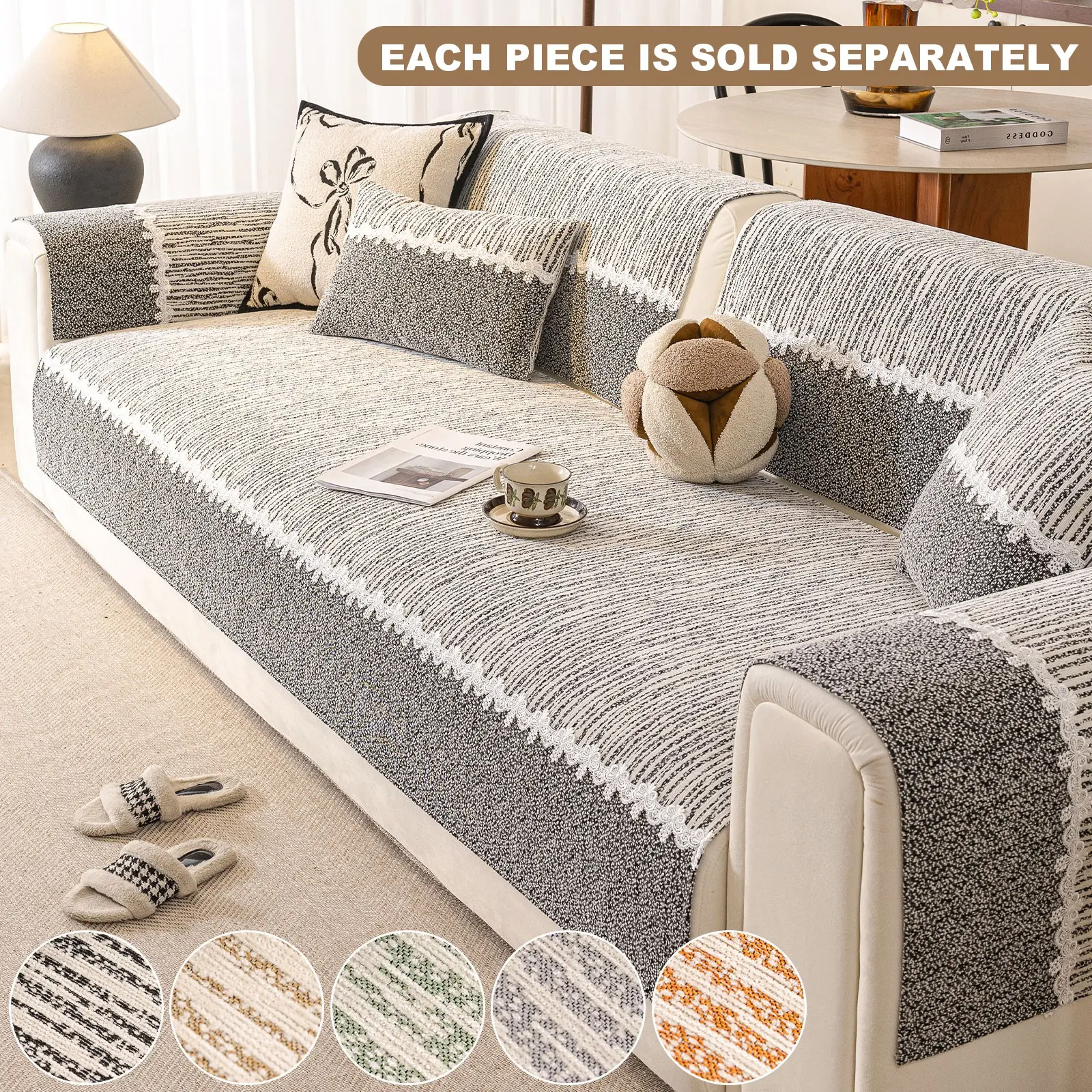 Elegant Chenille Embroidered Luxury Dust-Proof Sofa Pad, All-Season Universal Sofa Protector Cover, Durable & Pet-Friendly