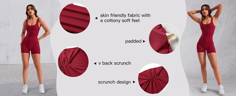 One Piece Workout Jumpsuits for Women Backless Tummy Control Sleeveless Jumpsuits Lizvette V Back Scrunch Yoga Romper