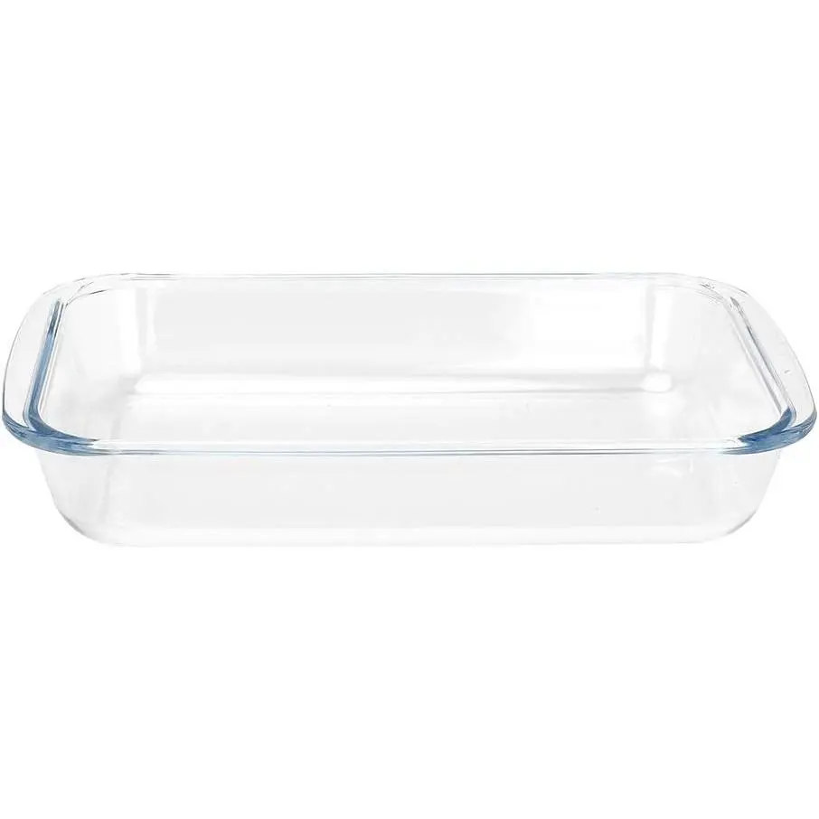 Basics Tempered Glass Baking Dish, 1.6 Quart Clear Oblong Dish Set, Casserole Dish Cooking Oven Bake