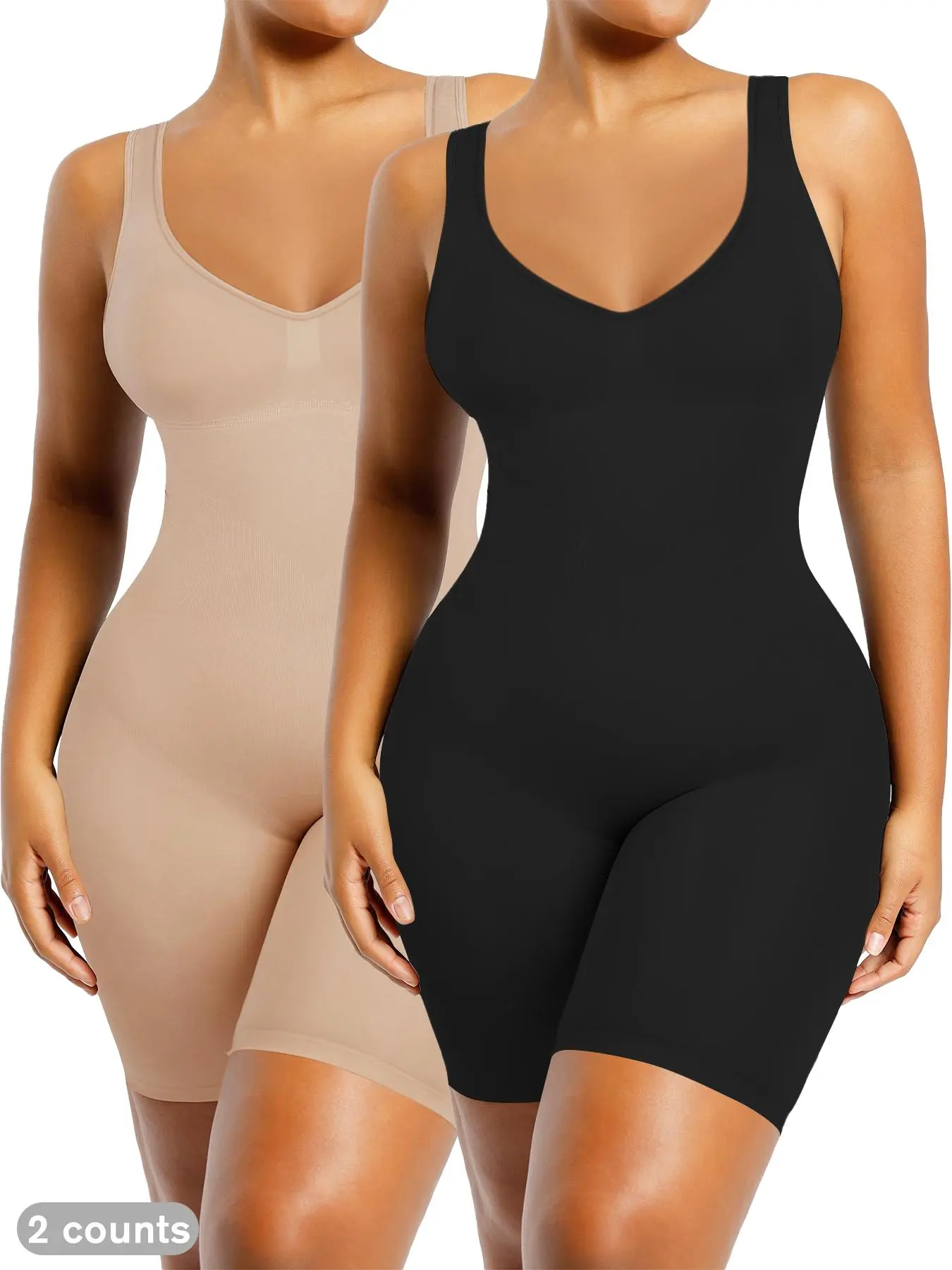 Women's Solid Backless Ruched Shapewear Bodysuit, High Stretch Seamless Tummy Control Butt Lifting Bodycon One Piece Short Jumpsuit, Ladies Shapewear for All Seasons