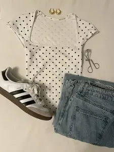 Women's Simple Daily Elegant Casual Slim Fit Square Neck Polka Dot Tank Top, Stylish and Comfortable Summer Wear