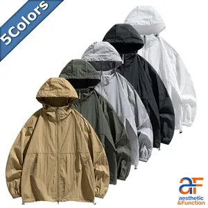 Men's Lightweight Hooded Windbreaker (5 Colors) - Premium Crinkle Textured Breathable Fabric, Relaxed Fit, Full-Zip Design, Ideal Last-Minute Father's Day Gift with Women's Clothes for Gifting Versatility
