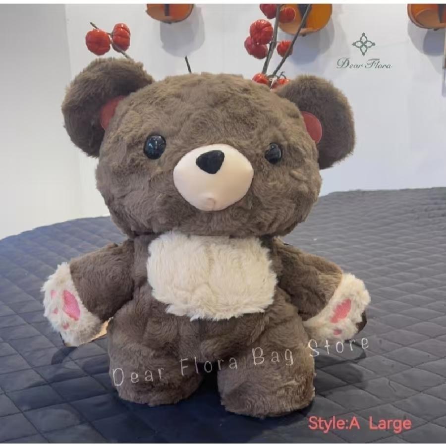 New Cute Plush Brown Bear Backpack Kawaii Soft Animal Knapsack High Quality Lolita Furry Shoulder Bag Fashion Girl Birthday Gift