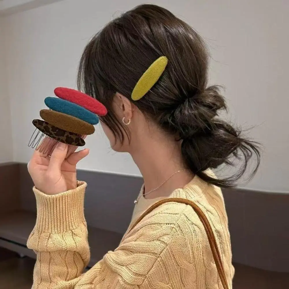 Vintage Wool Bang Tamer Hair Comb Clips, Princess Style Front Hair Barrettes for Women, Multi-Use Flyaway & Broken Hair Fixing Accessories