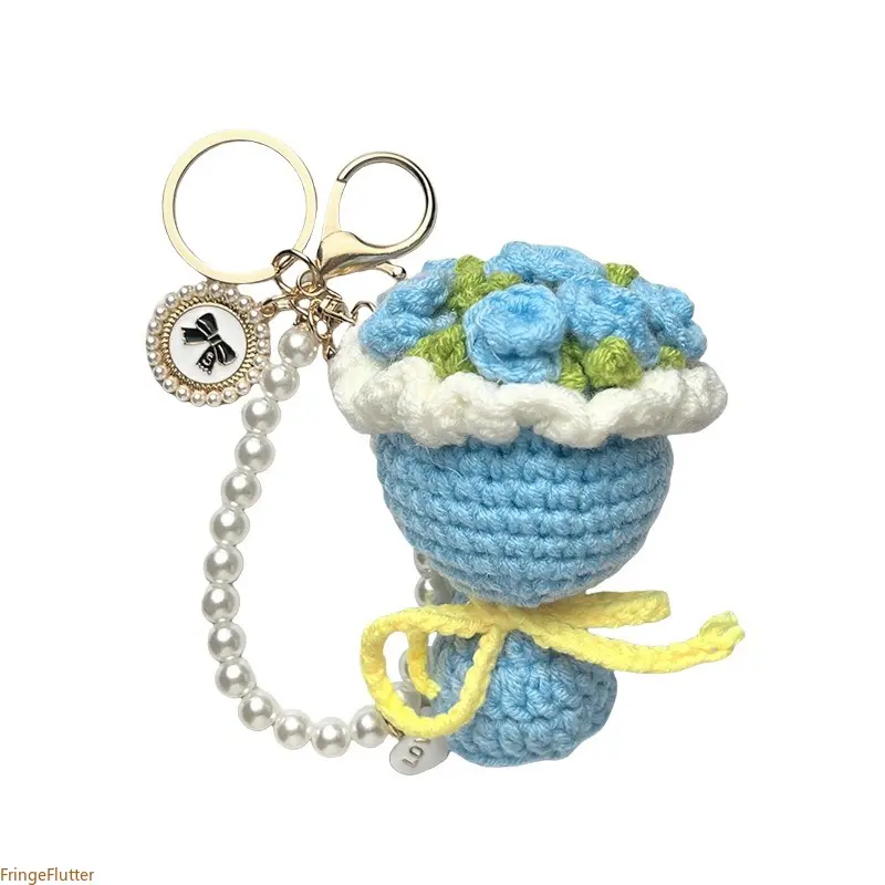 Handmade Rose Crochet Keychain, Bohemian Flower Bouquet Bag Charm Pendant, Delicate Decor Accessory For Women, Sweet Gift For Mother's Day & Valentine's Day, Summer Wins Lovely Daily Ornament