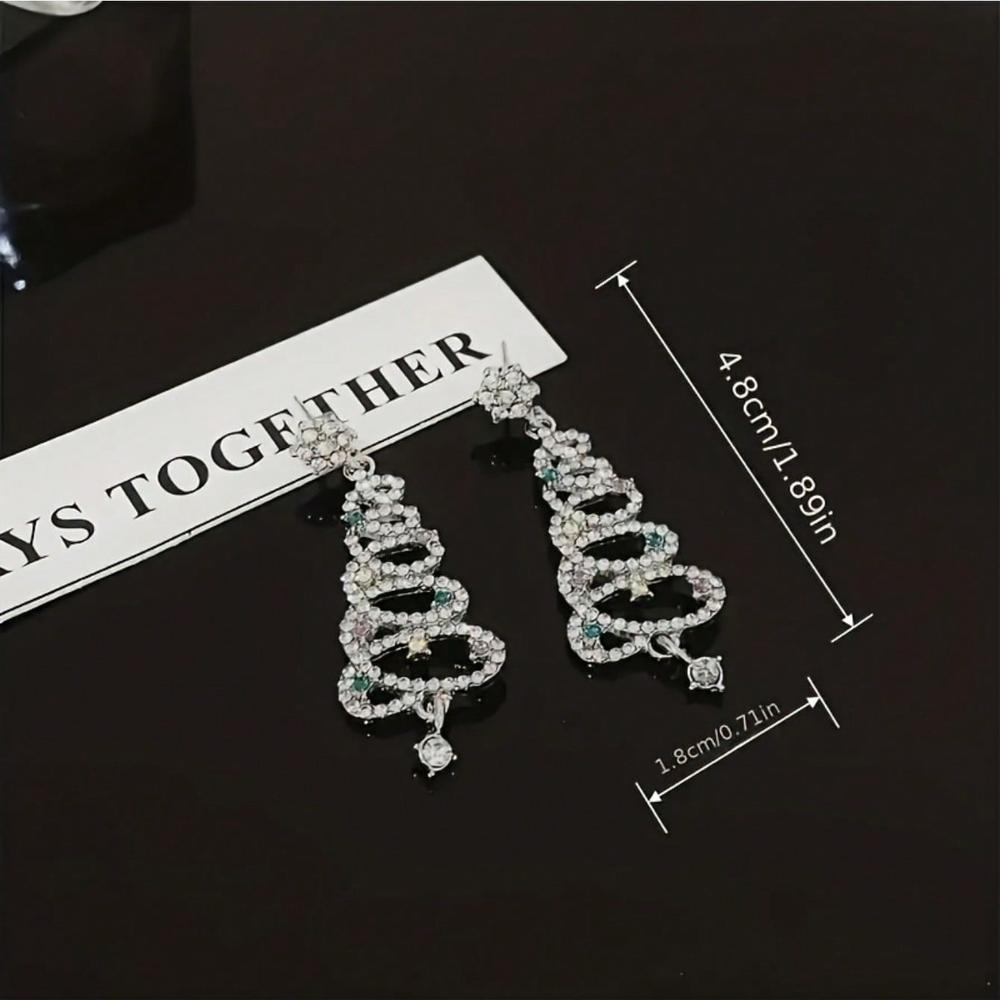 A pair of tree-shaped earrings, women's dangle earrings, Christmas tree earrings, decorative gift for her, back-to-school season, Valentine's Day