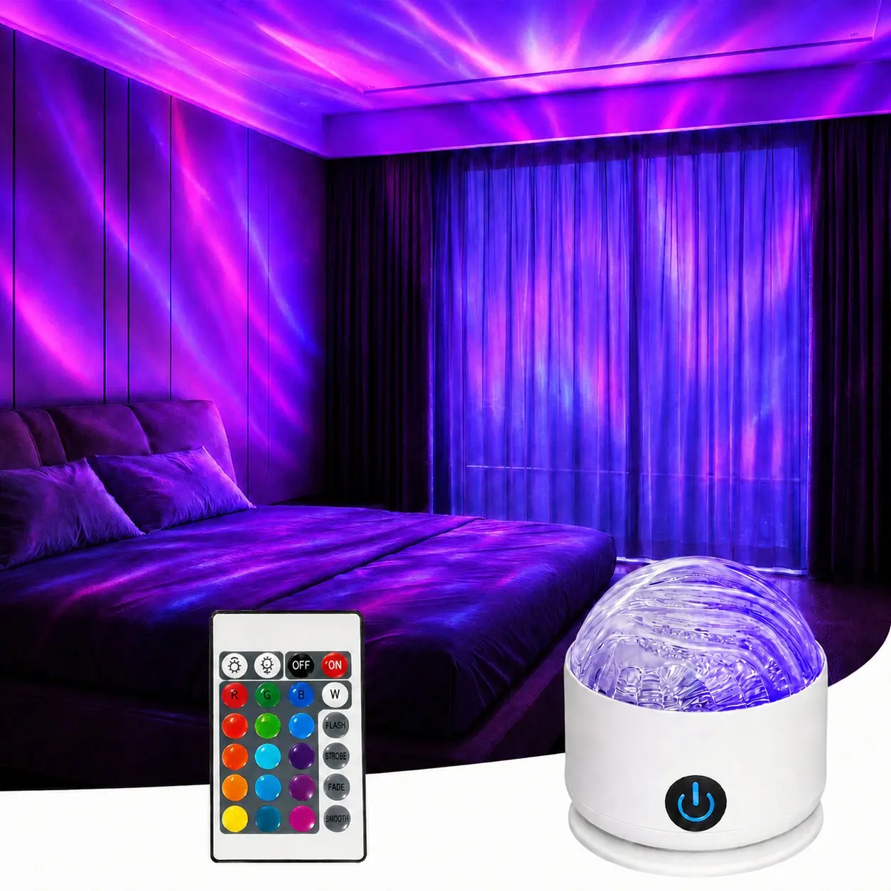 Northern Lights Projector, 16 Color Aurora Galaxy Projector with Remote, Rechargeable USB-C Star Night Light for Bedroom Ceiling, Game Room, Party and Mood Lighting