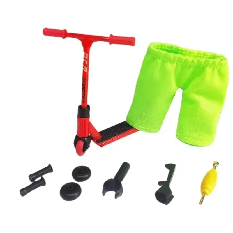 Alloy Finger Scooter and Two Wheel Fingerboard Set Mini Skate Parts Skateboarding Deck Fingertip Skates Desk Novelty Toys for Ki