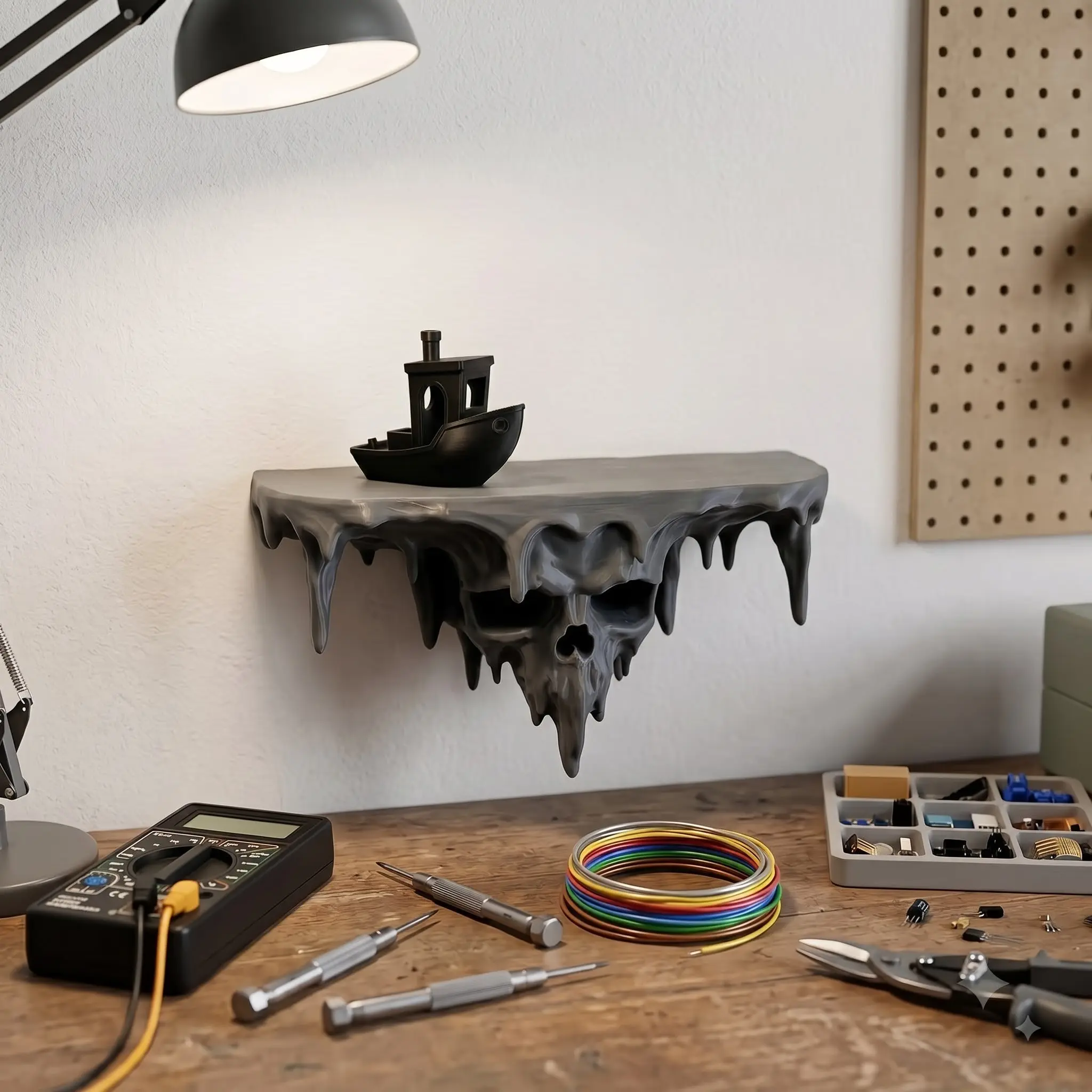 Macabre Melting Skull Floating Shelf, Wall Decor Dripping Resin Art, Gift for Goth Lovers, Gothtok Room Aesthetics