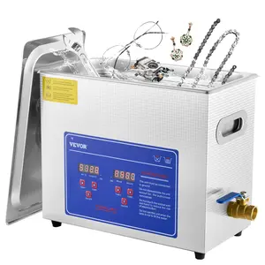 Sonic Cleaner with Digital Timer & Heater, Professional Ultra Sonic Jewelry Cleaner, Stainless Steel Heated Cleaning Machine for Glasses Watch Rings Small Parts Circuit Board (6L)