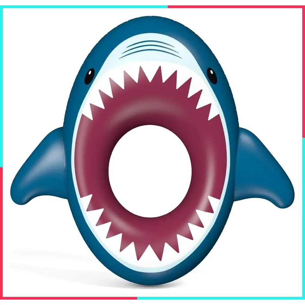 Inflatable Shark Pool Float Shark Floaties Water Fun Summer Beach Swimming Pool Tube Ride-On Raft Lounge Toy for Kids & Adults
