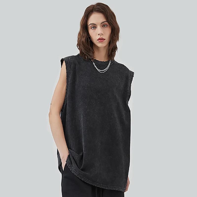 2026 solid color 2-Pack all genders new sports retro washed vest T-shirt gym fitness sleeveless T-shirt basketball training washed vest