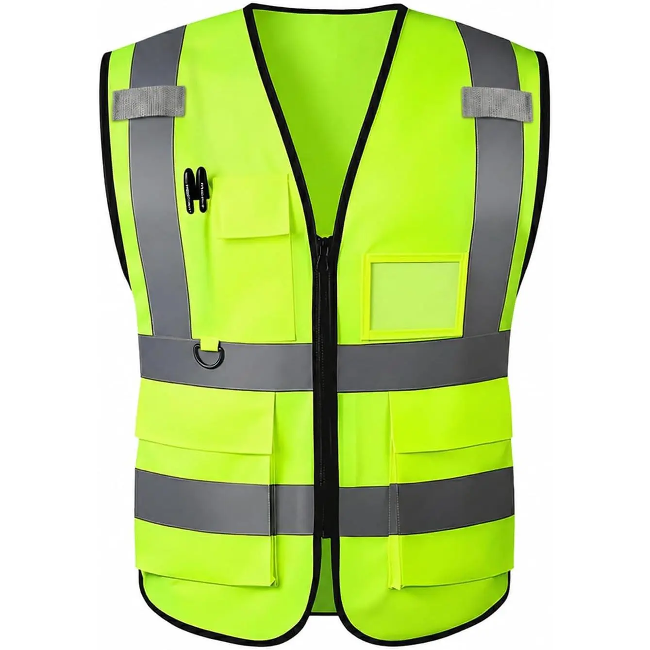 Unisex Reflective Safety Vest with High Vis Fabric, Zippered Pockets, Front Zipper - Meets ANSI/ISEA Standard for Hiking/Light Outdoor Sports & Outdoor Protective Gear