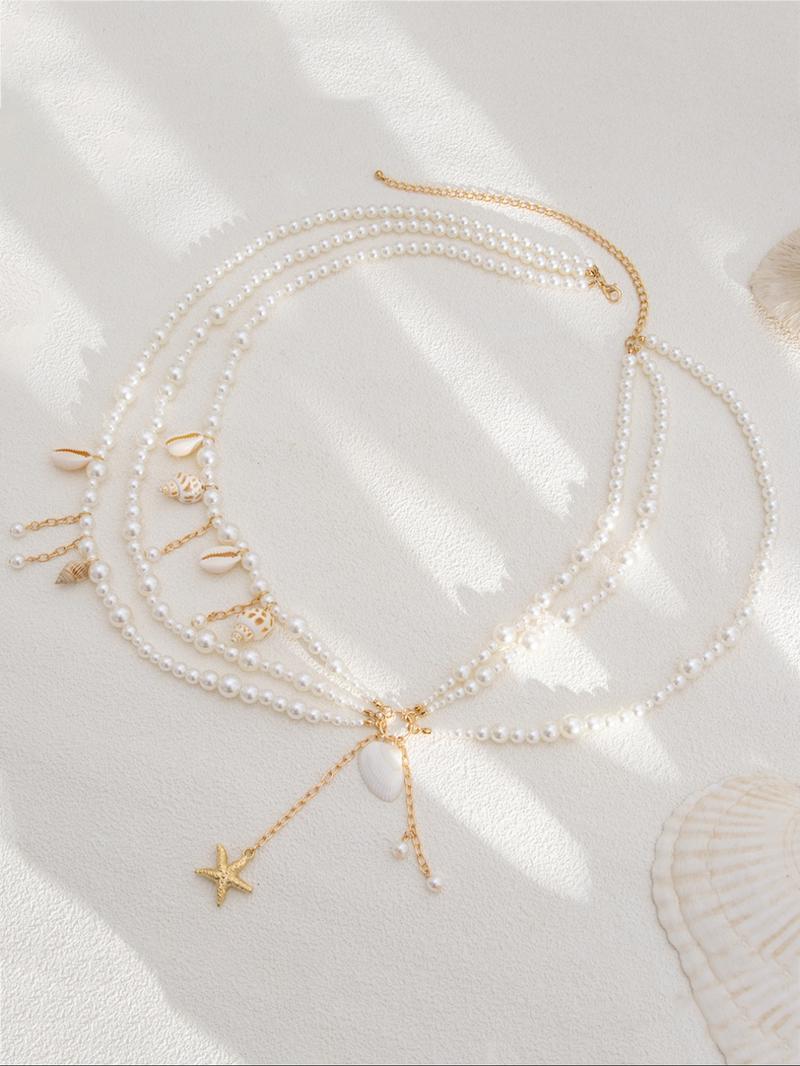 Women's Elegant Shell & Starfish Design Body Chain, African Waist Jewelry, Fashion Body Jewelry for Party, Daily Clothing Decor, Trendy All-match & Exquisite Jewelry for Birthday Gift