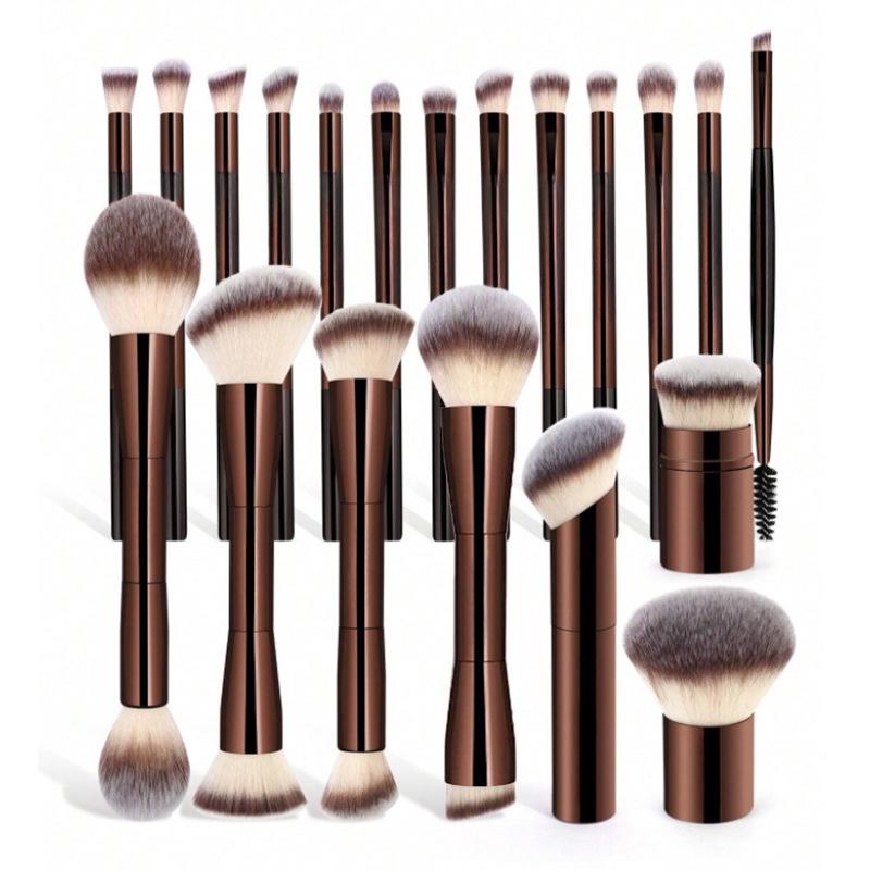 20-Piece Aluminum Makeup Brush Set with Foundation Brush, Powder Brush, Blush Brush, Eyeshadow Brush, Concealer Brush, Highlighter Brush, Makeup Brushes Set, Cosmetic Brushes