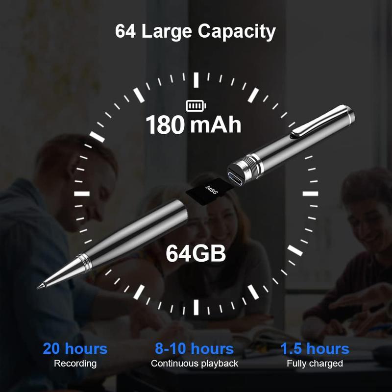 PAKIDA Portable Digital Voice Recorder, Rechargeable Mini Recorder, Noise Cancelling Recording Equipment for Lecture, Meeting, Course, Voice Recorder Pen