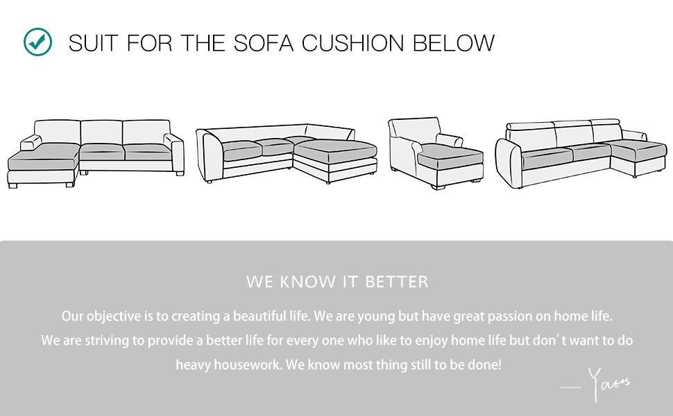 Couch Covers for Sectional Sofa L Shape PU Cushion Slipcover-Elastic RV Chaise Seat Cover Protector Slip Cover for Settee in Living Room(XXL, Black