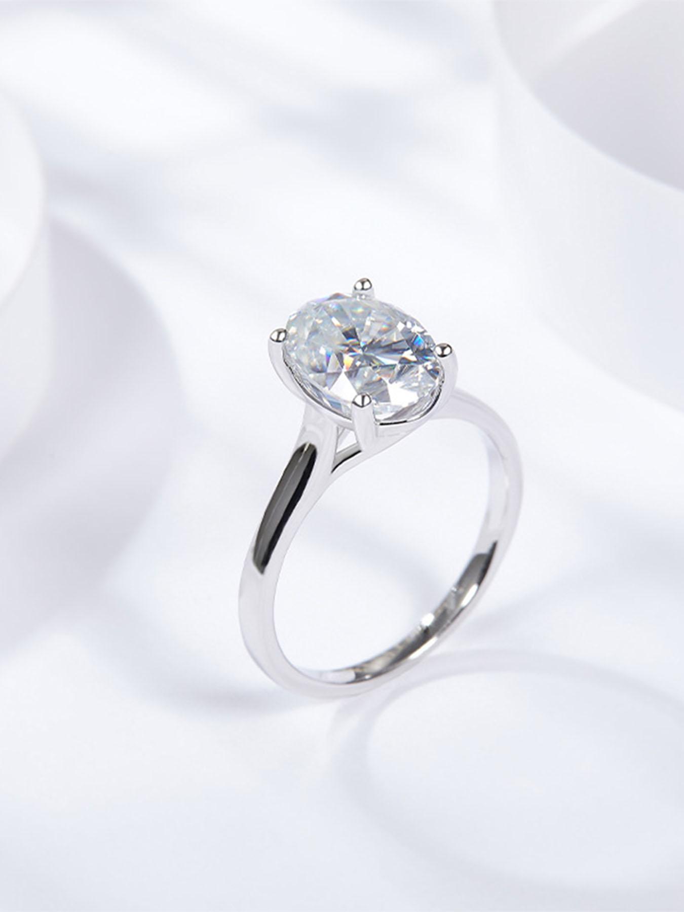 S925 Sterling Silver Synthetic Moissanite Ring, Oval Cut Ring, Engagement Ring, Wedding Jewelry, Fashion Jewelry Accessories for Women