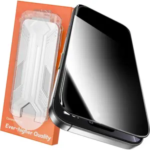1Pack 360 °   Privacy Screen Protector for iPhone 17 Pro Max 16 15 14 13 12 Pro Max Plus Full Coverage 9H+ Hardness Tempered Glass Auto-Alignment Frame Easy Installation Anti Spy Private Bubble-Free for iphone 17 Pro Max