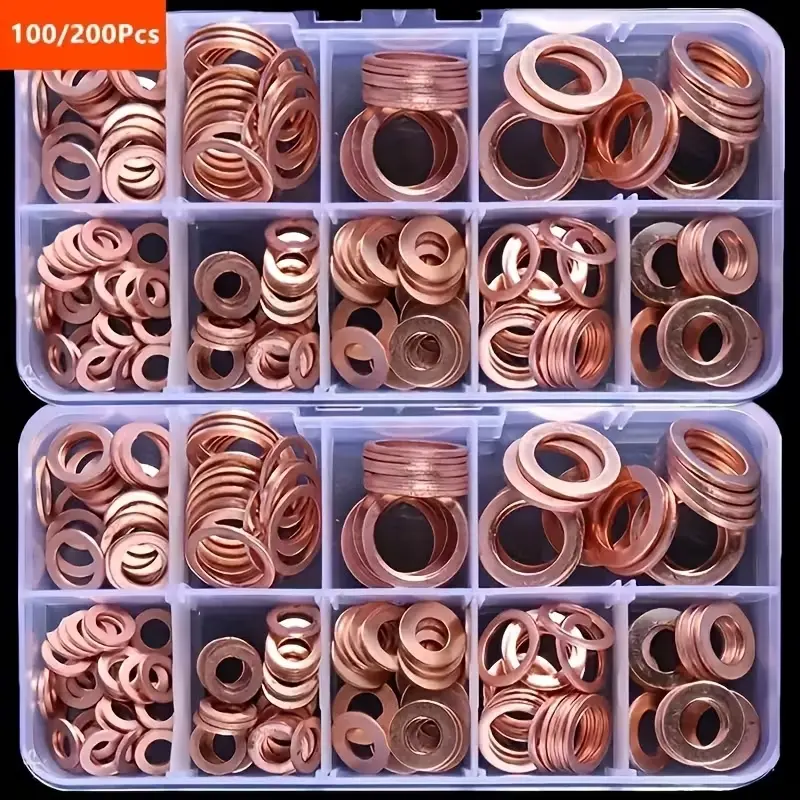 100/200pcs Copper Gaskets Boat Sealing Washers M5 Copper Washer, Durable Marine Mechanical Hardware Accessories, Ideal for Boats and Ships