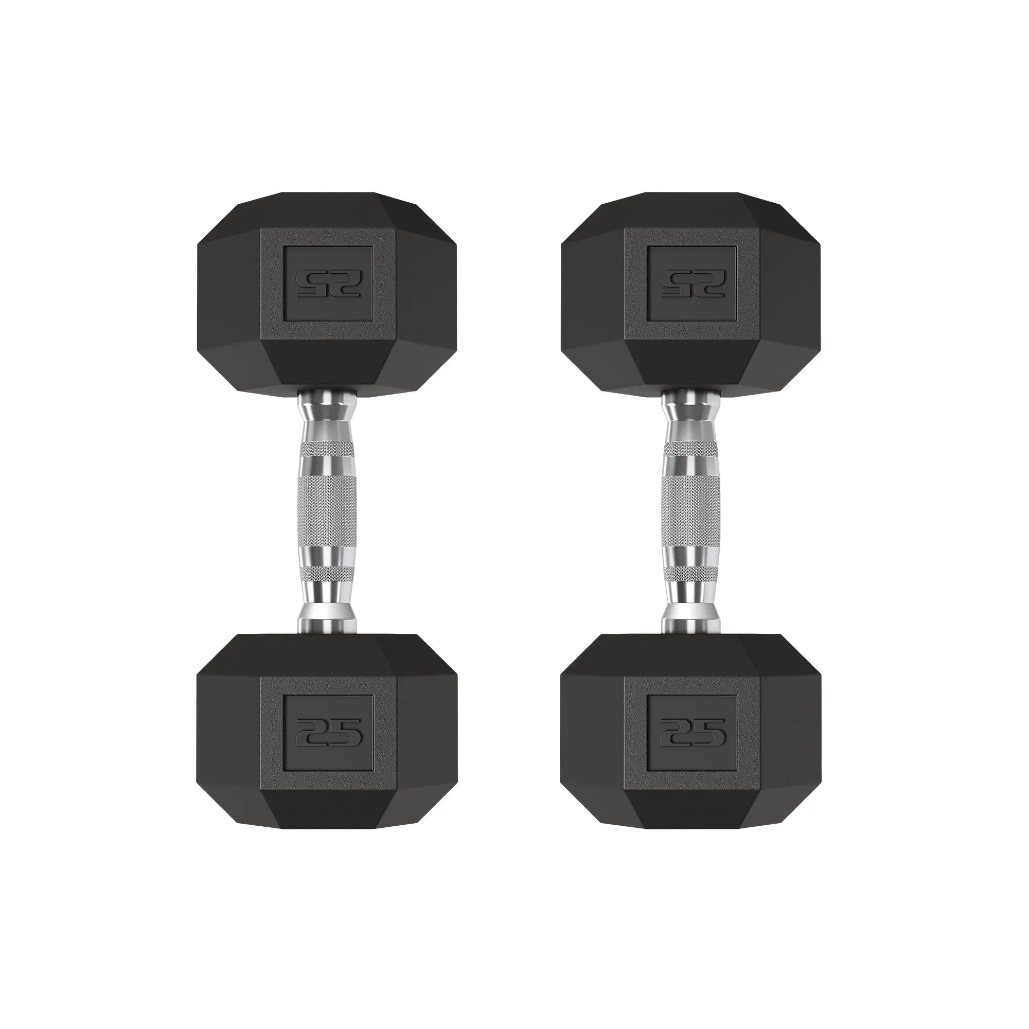 Garvee Hex Dumbbell Set of 2 – Rubber Encased Cast Iron Hand Weights – Anti-Roll, Textured Non-Slip Steel Handles – Home Gym Strength & Full-Body Fitness Training – 5-50 LB – Black