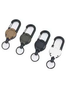 Multi-Functional Keychain, Anti-Theft Metal Pull Ring Rope, Elastic Key Chain, Lightweight Portable Key Holder, Stretchable Sports Key Loop, ID Card Clip
