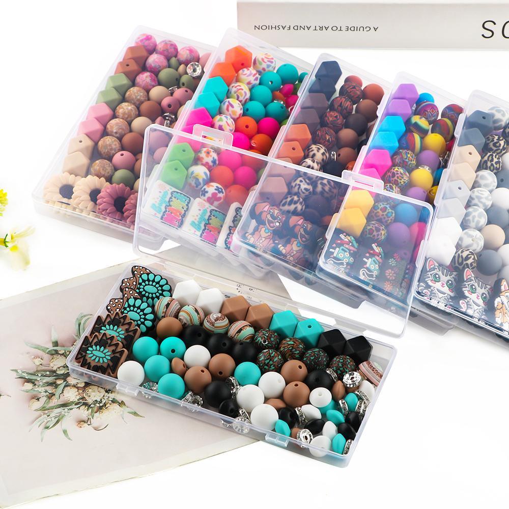 Silicone Beads Kit, 82pcs/box Beads Making Kit, Bead Assortment, DIY Jewelry Making Supplies for Bracelet Necklace Earrings Pendant Making, DIY Crafts, Handmade Gifts, Beads Set, DIY Mix Beads, DIY Galaxy Beads, DIY Beading Accessories