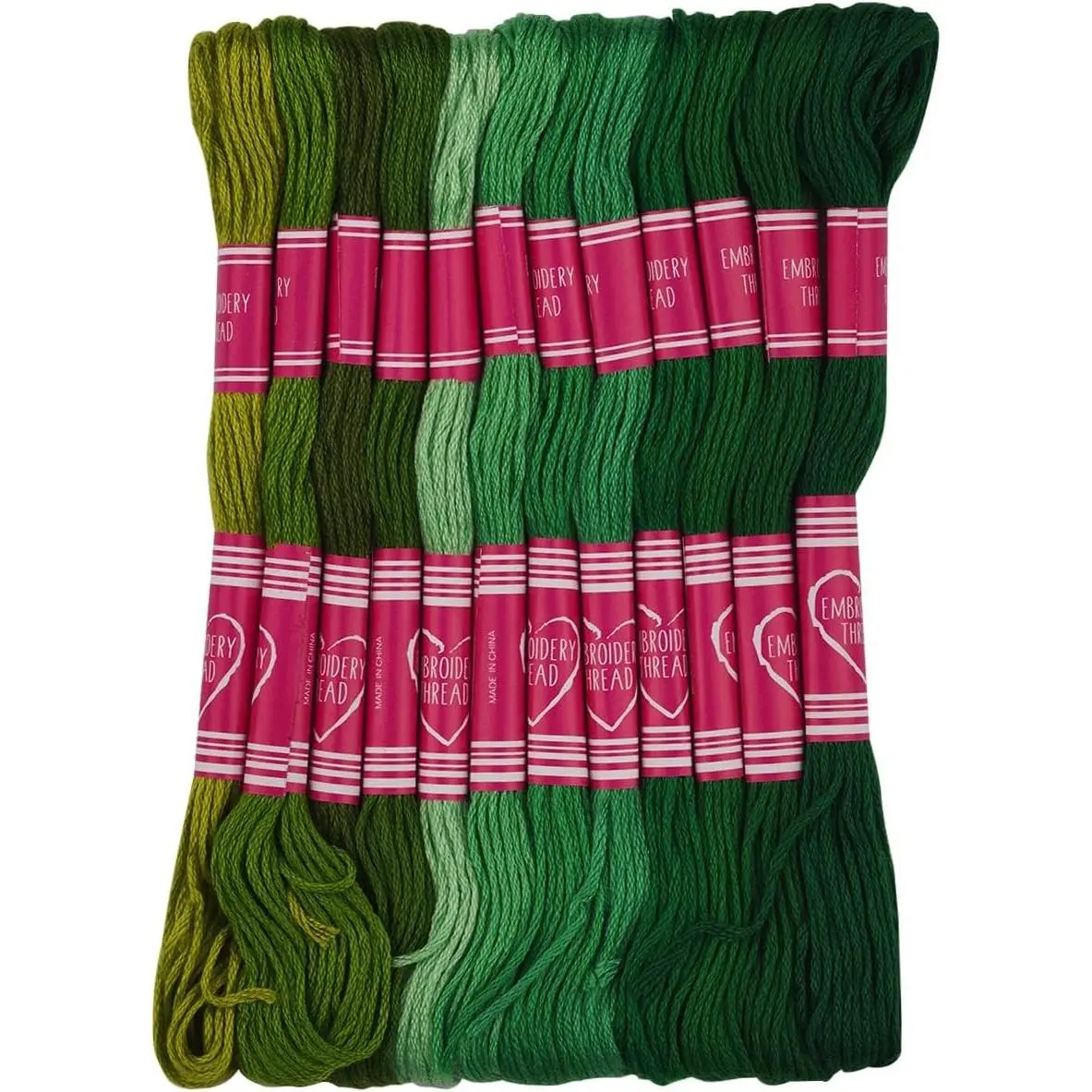 Friendship Bracelet String 12 Skeins, Embroidery Floss Cross Stitch Thread for Bracelet Making, Craft Yarn (Green Series)