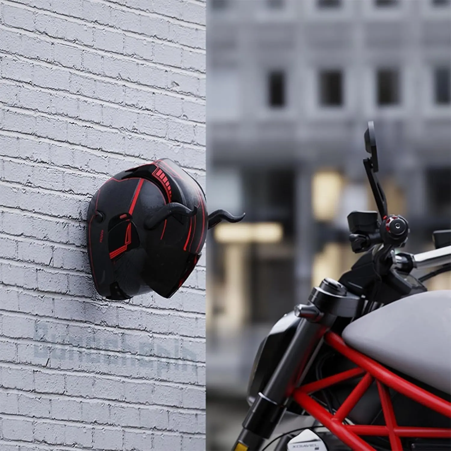 Motorcycle Helmet Hook Rack, Multi-Functional Wall Mount Hook, Helmet Bag Jacket Kitchen Cabinet Organizer, Space-Saving Storage Solution