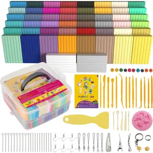 New Deal -  Polymer Clay 50 Colors, Modeling Clay for DIY Starter Kits, Oven Baked Model Clay, Non-Sticky Molding Clay with Sculpting Tools, Gift for Children and Artists (50 Colors A)